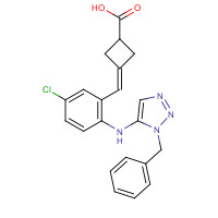 1611444-75-7 3-[[2-[(3-benzyltriazol-4-yl)amino]-5-chlorophenyl]methylidene]cyclobutane-1-carboxylic acid chemical structure
