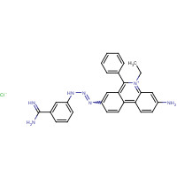 34301-55-8 3-[2-(3-amino-5-ethyl-6-phenylphenanthridin-5-ium-8-yl)iminohydrazinyl]benzenecarboximidamide;chloride chemical structure
