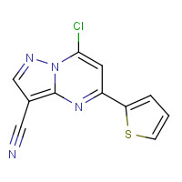1131604-88-0 7-chloro-5-thiophen-2-ylpyrazolo[1,5-a]pyrimidine-3-carbonitrile chemical structure