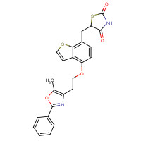 213411-83-7 5-[[4-[2-(5-methyl-2-phenyl-1,3-oxazol-4-yl)ethoxy]-1-benzothiophen-7-yl]methyl]-1,3-thiazolidine-2,4-dione chemical structure