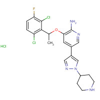 877399-54-7 3-[1-(2,6-dichloro-3-fluorophenyl)ethoxy]-5-(1-piperidin-4-ylpyrazol-4-yl)pyridin-2-amine;hydrochloride chemical structure