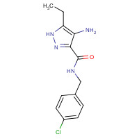 915372-16-6 4-amino-N-[(4-chlorophenyl)methyl]-5-ethyl-1H-pyrazole-3-carboxamide chemical structure