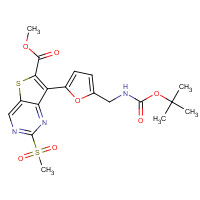 1462950-37-3 methyl 7-[5-[[(2-methylpropan-2-yl)oxycarbonylamino]methyl]furan-2-yl]-2-methylsulfonylthieno[3,2-d]pyrimidine-6-carboxylate chemical structure