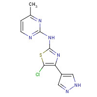 1235313-13-9 5-chloro-N-(4-methylpyrimidin-2-yl)-4-(1H-pyrazol-4-yl)-1,3-thiazol-2-amine chemical structure