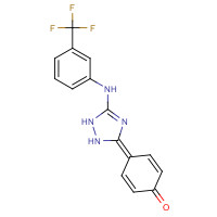877874-79-8 4-[5-[3-(trifluoromethyl)anilino]-1,2-dihydro-1,2,4-triazol-3-ylidene]cyclohexa-2,5-dien-1-one chemical structure