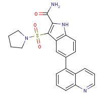 918495-22-4 3-pyrrolidin-1-ylsulfonyl-5-quinolin-5-yl-1H-indole-2-carboxamide chemical structure