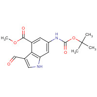 731810-57-4 methyl 3-formyl-6-[(2-methylpropan-2-yl)oxycarbonylamino]-1H-indole-4-carboxylate chemical structure