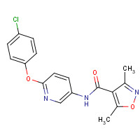 224801-36-9 N-[6-(4-chlorophenoxy)pyridin-3-yl]-3,5-dimethyl-1,2-oxazole-4-carboxamide chemical structure