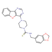 850879-09-3 N-(1,3-benzodioxol-5-ylmethyl)-4-([1]benzofuro[3,2-d]pyrimidin-4-yl)piperazine-1-carbothioamide chemical structure
