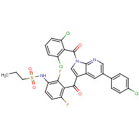 1262985-23-8 N-[3-[5-(4-chlorophenyl)-1-(2,6-dichlorobenzoyl)pyrrolo[2,3-b]pyridine-3-carbonyl]-2,4-difluorophenyl]propane-1-sulfonamide chemical structure