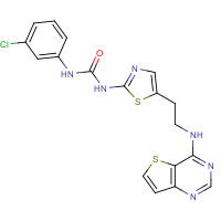 1057249-41-8 1-(3-chlorophenyl)-3-[5-[2-(thieno[3,2-d]pyrimidin-4-ylamino)ethyl]-1,3-thiazol-2-yl]urea chemical structure
