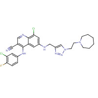 915365-57-0 6-[[1-[2-(azepan-1-yl)ethyl]triazol-4-yl]methylamino]-8-chloro-4-(3-chloro-4-fluoroanilino)quinoline-3-carbonitrile chemical structure