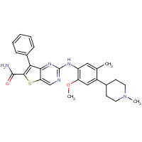 1462947-65-4 2-[2-methoxy-5-methyl-4-(1-methylpiperidin-4-yl)anilino]-7-phenylthieno[3,2-d]pyrimidine-6-carboxamide chemical structure