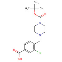 1446819-30-2 3-chloro-4-[[4-[(2-methylpropan-2-yl)oxycarbonyl]piperazin-1-yl]methyl]benzoic acid chemical structure