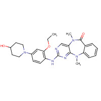 1234480-50-2 2-[2-ethoxy-4-(4-hydroxypiperidin-1-yl)anilino]-5,11-dimethylpyrimido[4,5-b][1,4]benzodiazepin-6-one chemical structure