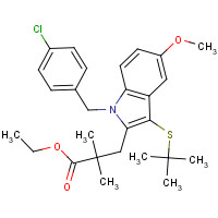 154325-76-5 ethyl 3-[3-tert-butylsulfanyl-1-[(4-chlorophenyl)methyl]-5-methoxyindol-2-yl]-2,2-dimethylpropanoate chemical structure