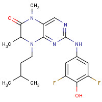 501437-28-1 2-(3,5-difluoro-4-hydroxyanilino)-5,7-dimethyl-8-(3-methylbutyl)-7H-pteridin-6-one chemical structure