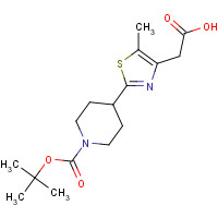 845885-88-3 2-[5-methyl-2-[1-[(2-methylpropan-2-yl)oxycarbonyl]piperidin-4-yl]-1,3-thiazol-4-yl]acetic acid chemical structure