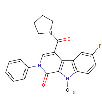 205881-86-3 6-fluoro-9-methyl-2-phenyl-4-(pyrrolidine-1-carbonyl)pyrido[3,4-b]indol-1-one chemical structure