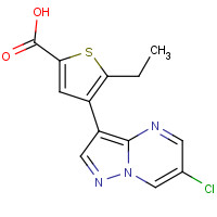 1314894-10-4 4-(6-chloropyrazolo[1,5-a]pyrimidin-3-yl)-5-ethylthiophene-2-carboxylic acid chemical structure