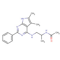 251946-37-9 N-[1-[(5,6-dimethyl-2-phenyl-7H-pyrrolo[2,3-d]pyrimidin-4-yl)amino]propan-2-yl]acetamide chemical structure