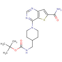 1431411-96-9 tert-butyl N-[[1-(6-carbamoylthieno[3,2-d]pyrimidin-4-yl)piperidin-4-yl]methyl]carbamate chemical structure