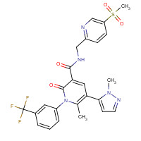 848141-11-7 6-methyl-5-(2-methylpyrazol-3-yl)-N-[(5-methylsulfonylpyridin-2-yl)methyl]-2-oxo-1-[3-(trifluoromethyl)phenyl]pyridine-3-carboxamide chemical structure