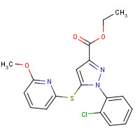1138037-30-5 ethyl 1-(2-chlorophenyl)-5-(6-methoxypyridin-2-yl)sulfanylpyrazole-3-carboxylate chemical structure