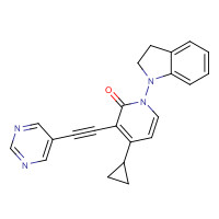 1010690-86-4 4-cyclopropyl-1-(2,3-dihydroindol-1-yl)-3-(2-pyrimidin-5-ylethynyl)pyridin-2-one chemical structure