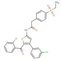 1391981-64-8 N-[5-(2-chlorobenzoyl)-4-(3-chlorophenyl)thiophen-2-yl]-2-(4-ethylsulfonylphenyl)acetamide chemical structure