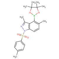 1421252-90-5 3,5-dimethyl-1-(4-methylphenyl)sulfonyl-4-(4,4,5,5-tetramethyl-1,3,2-dioxaborolan-2-yl)indazole chemical structure
