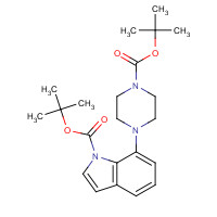 497964-00-8 tert-butyl 7-[4-[(2-methylpropan-2-yl)oxycarbonyl]piperazin-1-yl]indole-1-carboxylate chemical structure