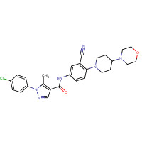 288250-47-5 1-(4-chlorophenyl)-N-[3-cyano-4-(4-morpholin-4-ylpiperidin-1-yl)phenyl]-5-methylpyrazole-4-carboxamide chemical structure