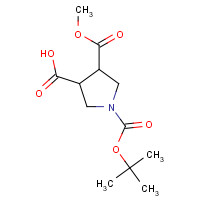 902835-87-4 4-methoxycarbonyl-1-[(2-methylpropan-2-yl)oxycarbonyl]pyrrolidine-3-carboxylic acid chemical structure