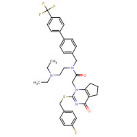 356057-34-6 N-[2-(diethylamino)ethyl]-2-[2-[(4-fluorophenyl)methylsulfanyl]-4-oxo-6,7-dihydro-5H-cyclopenta[d]pyrimidin-1-yl]-N-[[4-[4-(trifluoromethyl)phenyl]phenyl]methyl]acetamide chemical structure