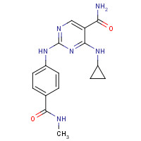 1198301-51-7 4-(cyclopropylamino)-2-[4-(methylcarbamoyl)anilino]pyrimidine-5-carboxamide chemical structure
