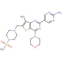 1032754-81-6 5-[7-methyl-6-[(4-methylsulfonylpiperazin-1-yl)methyl]-4-morpholin-4-ylthieno[3,2-d]pyrimidin-2-yl]pyrimidin-2-amine chemical structure