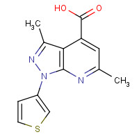1417333-09-5 3,6-dimethyl-1-thiophen-3-ylpyrazolo[3,4-b]pyridine-4-carboxylic acid chemical structure
