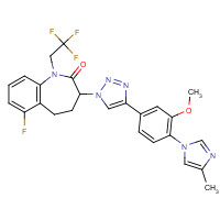 1093978-89-2 6-fluoro-3-[4-[3-methoxy-4-(4-methylimidazol-1-yl)phenyl]triazol-1-yl]-1-(2,2,2-trifluoroethyl)-4,5-dihydro-3H-1-benzazepin-2-one chemical structure