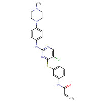 1214265-57-2 N-[3-[5-chloro-2-[4-(4-methylpiperazin-1-yl)anilino]pyrimidin-4-yl]sulfanylphenyl]prop-2-enamide chemical structure