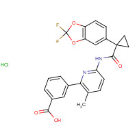 1160221-26-0 3-[6-[[1-(2,2-difluoro-1,3-benzodioxol-5-yl)cyclopropanecarbonyl]amino]-3-methylpyridin-2-yl]benzoic acid;hydrochloride chemical structure
