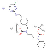 917022-13-0 tert-butyl N-[[4-[[(4-amino-6-chloropyrimidin-2-yl)amino]methyl]cyclohexyl]methyl]-N-[3-[cyclohexyl-[(2-methylpropan-2-yl)oxycarbonyl]amino]propyl]carbamate chemical structure