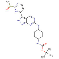 1386401-70-2 tert-butyl N-[4-[[3-(2-methylsulfinylpyrimidin-4-yl)-2H-pyrazolo[3,4-d]pyrimidin-6-yl]amino]cyclohexyl]carbamate chemical structure