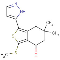 207307-44-6 6,6-dimethyl-3-methylsulfanyl-1-(1H-pyrazol-5-yl)-5,7-dihydro-2-benzothiophen-4-one chemical structure