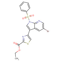 1046793-41-2 ethyl 4-[1-(benzenesulfonyl)-5-bromopyrrolo[2,3-b]pyridin-3-yl]-1,3-thiazole-2-carboxylate chemical structure