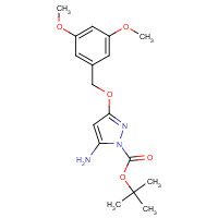 1035270-71-3 tert-butyl 5-amino-3-[(3,5-dimethoxyphenyl)methoxy]pyrazole-1-carboxylate chemical structure