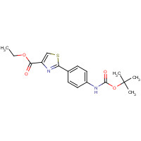 494854-19-2 ethyl 2-[4-[(2-methylpropan-2-yl)oxycarbonylamino]phenyl]-1,3-thiazole-4-carboxylate chemical structure