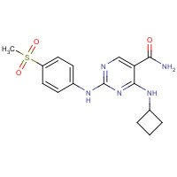 1198301-10-8 4-(cyclobutylamino)-2-(4-methylsulfonylanilino)pyrimidine-5-carboxamide chemical structure