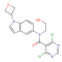 1610800-60-6 4,6-dichloro-N-(2-hydroxyethyl)-N-[1-(oxetan-3-yl)indol-5-yl]pyrimidine-5-carboxamide chemical structure