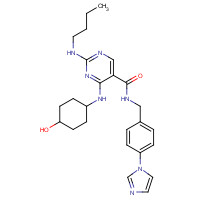 1493764-08-1 2-(butylamino)-4-[(4-hydroxycyclohexyl)amino]-N-[(4-imidazol-1-ylphenyl)methyl]pyrimidine-5-carboxamide chemical structure